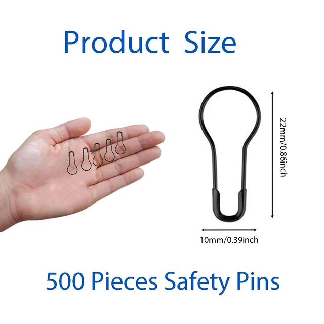 Alt view image 2 of 7 - 500Pcs Black Safety Pins 0.8" Metal Bulb Pins Gourd Pin Clothing Tag Pins Calabash Pin for DIY Craft, Home Accessories