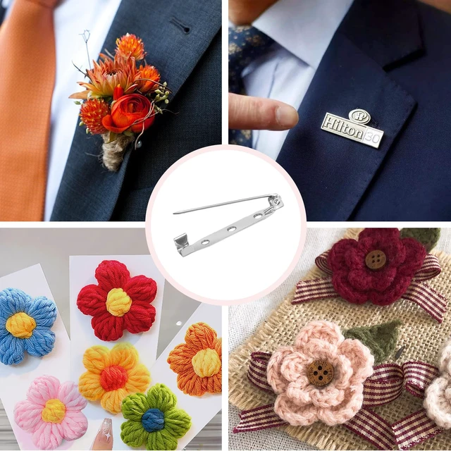 Alt view image 4 of 7 - 100Pcs Brooch Pin Backs for Jewelry Making, Badges & DIY | Silver Bar Pin Clasps, 4 sizes (0.78/1/1.4/1.77 inch), for Name Tags, Crafts, Sewing, and Accessory DIY Projects