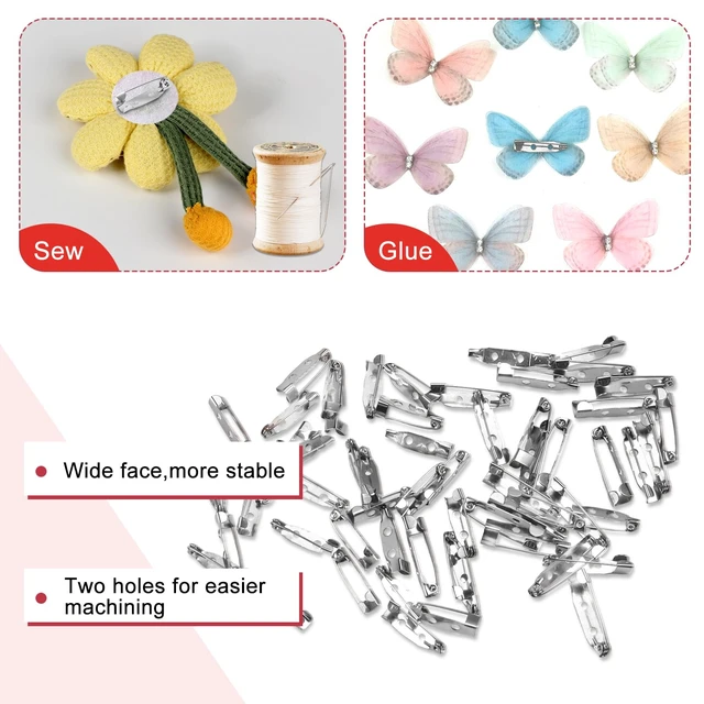 Alt view image 5 of 7 - 100Pcs Brooch Pin Backs for Jewelry Making, Badges & DIY | Silver Bar Pin Clasps, 4 sizes (0.78/1/1.4/1.77 inch), for Name Tags, Crafts, Sewing, and Accessory DIY Projects