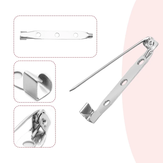 Alt view image 3 of 7 - 100Pcs Brooch Pin Backs for Jewelry Making, Badges & DIY | Silver Bar Pin Clasps, 4 sizes (0.78/1/1.4/1.77 inch), for Name Tags, Crafts, Sewing, and Accessory DIY Projects