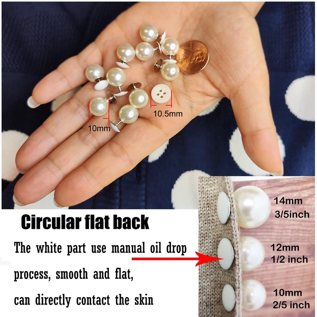 Alt view image 3 of 7 - 10 Sets Pearl Buttons No Sew Buttons Pearl Brooch Pins Fixed Pins No Tool Removable Reusable for Shirt Blouse Dress Sweater Shawl,for Women (10mm)