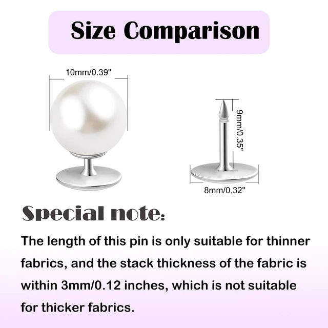 Alt view image 4 of 7 - 10 Sets Pearl Buttons No Sew Buttons Pearl Brooch Pins Fixed Pins No Tool Removable Reusable for Shirt Blouse Dress Sweater Shawl,for Women (10mm)