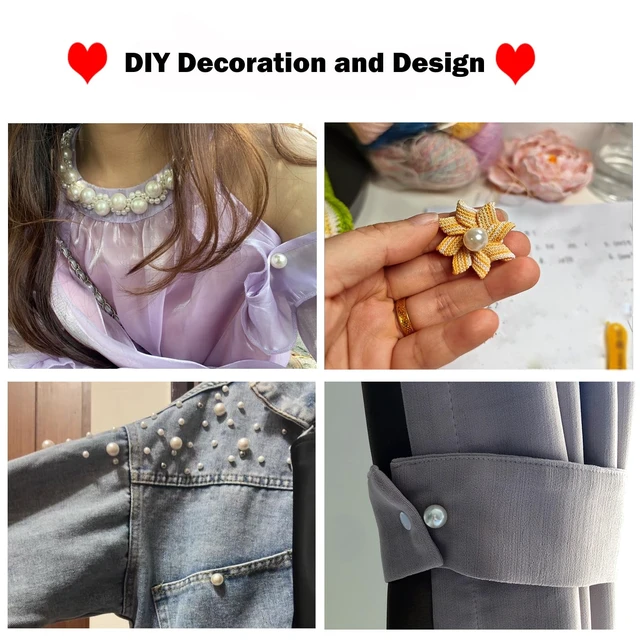 Alt view image 6 of 7 - 10 Sets Pearl Buttons No Sew Buttons Pearl Brooch Pins Fixed Pins No Tool Removable Reusable for Shirt Blouse Dress Sweater Shawl,for Women (10mm)