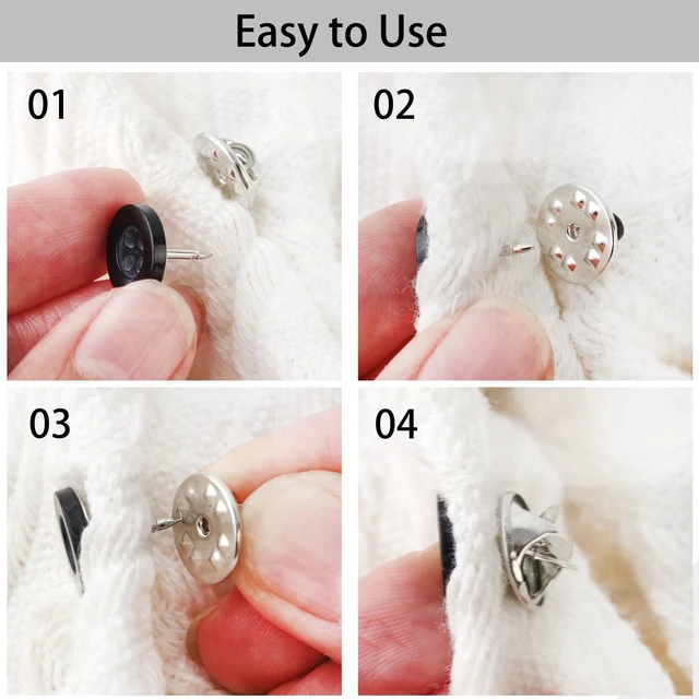 Alt view image 3 of 7 - 20 Sets 11.5mm/0.45inch No Need to Sew Resin Buttons | Removable 4 Hole Brooch Pins, Reusable Safety Pins for Clothes, Shirt Blouse Dress Sweater Shawl and Jacket (Black and White)