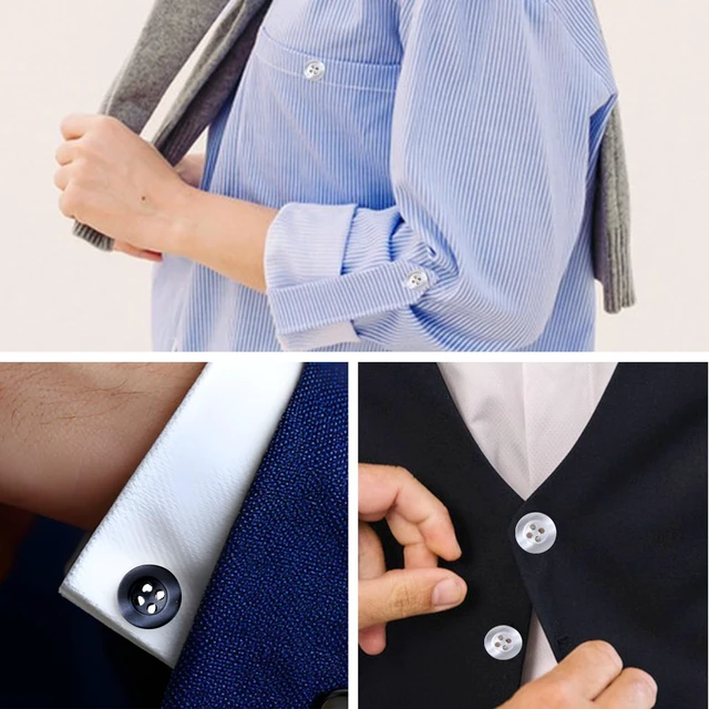 Alt view image 4 of 7 - 20 Sets 11.5mm/0.45inch No Need to Sew Resin Buttons | Removable 4 Hole Brooch Pins, Reusable Safety Pins for Clothes, Shirt Blouse Dress Sweater Shawl and Jacket (Black and White)