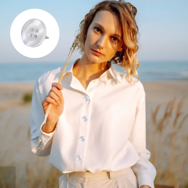 Alt view image 6 of 7 - 20 Sets 11.5mm/0.45inch No Need to Sew Resin Buttons | Removable 4 Hole Brooch Pins, Reusable Safety Pins for Clothes, Shirt Blouse Dress Sweater Shawl and Jacket (Black and White)