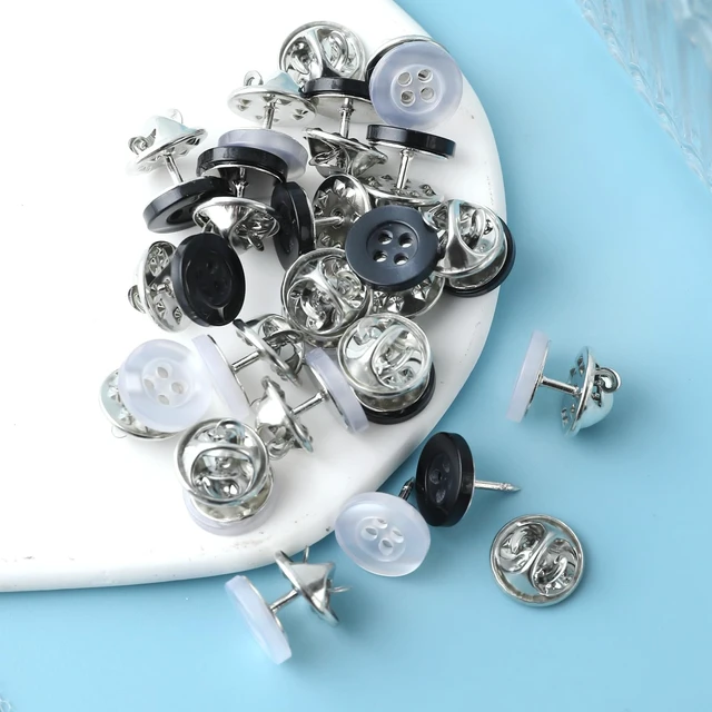 Alt view image 7 of 7 - 20 Sets 11.5mm/0.45inch No Need to Sew Resin Buttons | Removable 4 Hole Brooch Pins, Reusable Safety Pins for Clothes, Shirt Blouse Dress Sweater Shawl and Jacket (Black and White)