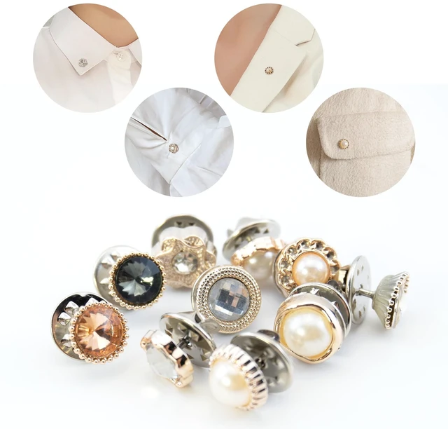 Alt view image 7 of 7 - 10 PCS Lapel Pins for Women, Modesty Pins Safety Brooch Buttons | Secure Clasp, Blouse Fasteners, Decorative Stud Pins for DIY Bag, Cardigan, Dress, Clothes, Scarf, Shawl, Shirt, Sweater