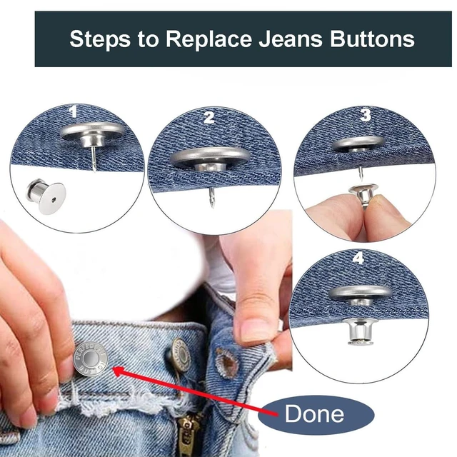 Alt view image 4 of 6 - 12 Sets Jean Buttons for Loose Jeans No Sew Button for Jeans Instant 17mm Replacement Button Adjustable Pants Buttons Waist Tightener