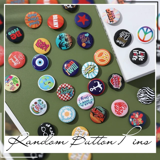 Alt view image 5 of 6 - 1 Inch Pinback Buttons Set Retro Punk Slogans, 50 Pcs | Bulk Pinback for Backpacks Bags Hats, 1 Inch Round, Mixed Peace Love Designs, Colorful Themed for Personal Expression