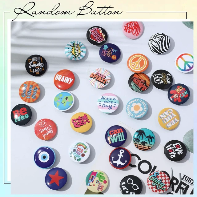Alt view image 6 of 6 - 1 Inch Pinback Buttons Set Retro Punk Slogans, 50 Pcs | Bulk Pinback for Backpacks Bags Hats, 1 Inch Round, Mixed Peace Love Designs, Colorful Themed for Personal Expression