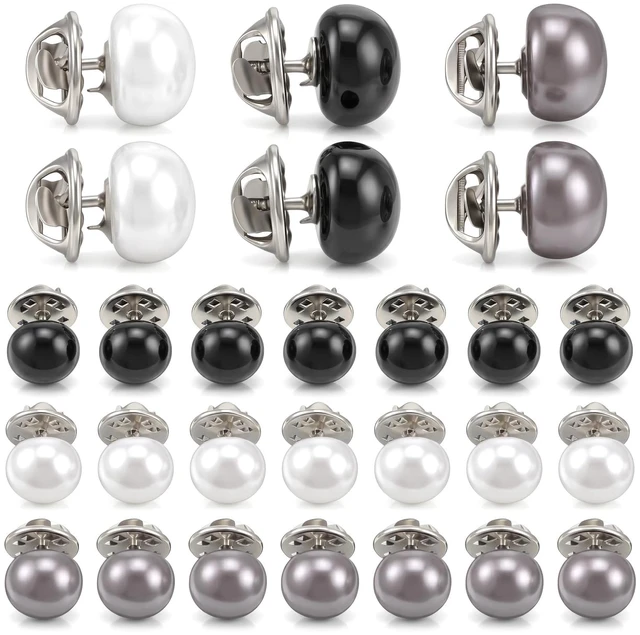 Main image of 30 Sets Pearl Buttons No Sew Buttons for Clothes, 12mm Pearl Brooch Pins Reusable, Safety Brooch Pins Buttons for Women Blouses Cleavage Cover up for Low Neckline, No Tool Removable