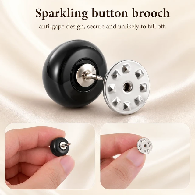 Alt view image 3 of 7 - 30 Sets Pearl Buttons No Sew Buttons for Clothes, 12mm Pearl Brooch Pins Reusable, Safety Brooch Pins Buttons for Women Blouses Cleavage Cover up for Low Neckline, No Tool Removable