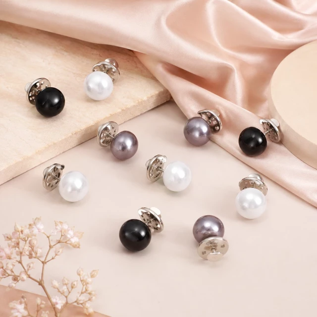 Alt view image 4 of 7 - 30 Sets Pearl Buttons No Sew Buttons for Clothes, 12mm Pearl Brooch Pins Reusable, Safety Brooch Pins Buttons for Women Blouses Cleavage Cover up for Low Neckline, No Tool Removable