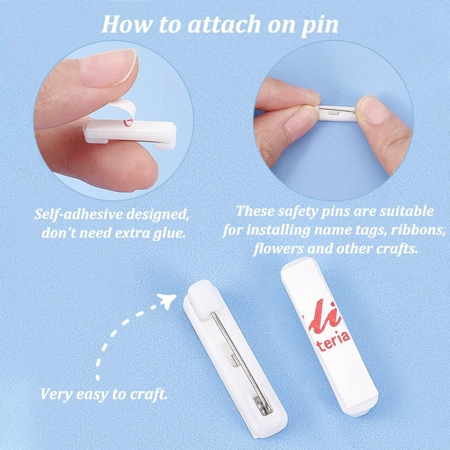 Alt view image 6 of 7 - 120 Pack 0.8 Inch Safety Bar Pins, Rectangle Adhesive Back Badge Crafting Pins for ID Badges, Brooch, Name Tags, Ribbons, Clothes