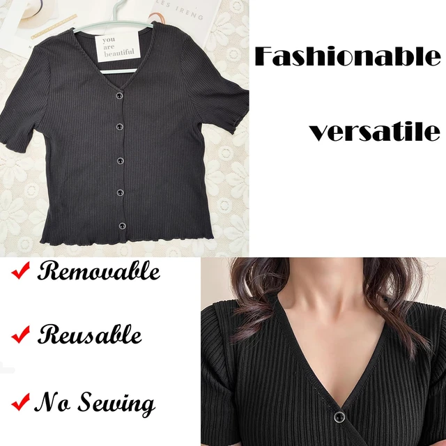 Alt view image 2 of 6 - 6 Pcs 10mm/0.39" Mini No Sew Black Buttons Brooch Pins Cover up Buttons Fasteners Detachable Reusable Multi-Purpose for Clothes(Black)