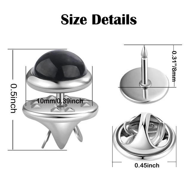 Alt view image 3 of 6 - 6 Pcs 10mm/0.39" Mini No Sew Black Buttons Brooch Pins Cover up Buttons Fasteners Detachable Reusable Multi-Purpose for Clothes(Black)