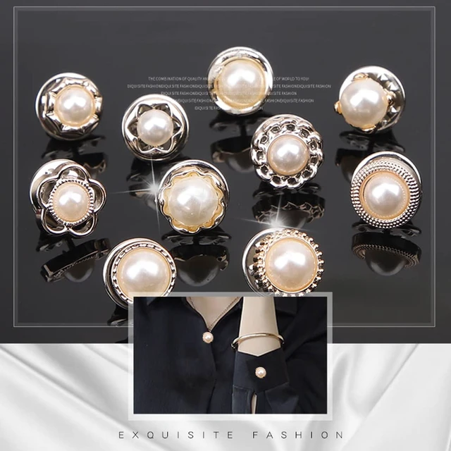 Alt view image 4 of 7 - 20Pcs Women Shirt Brooch Buttons Pearl No Sew Pins Safety Button | Mini Brooch Pins Cover up Button for DIY Bag, Cardigan, Dress, Clothes