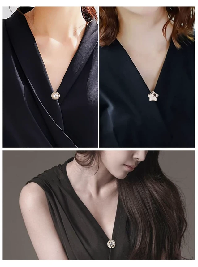 Alt view image 5 of 7 - 20Pcs Women Shirt Brooch Buttons Pearl No Sew Pins Safety Button | Mini Brooch Pins Cover up Button for DIY Bag, Cardigan, Dress, Clothes