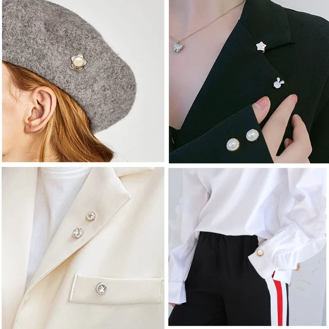 Alt view image 6 of 7 - 20Pcs Women Shirt Brooch Buttons Pearl No Sew Pins Safety Button | Mini Brooch Pins Cover up Button for DIY Bag, Cardigan, Dress, Clothes