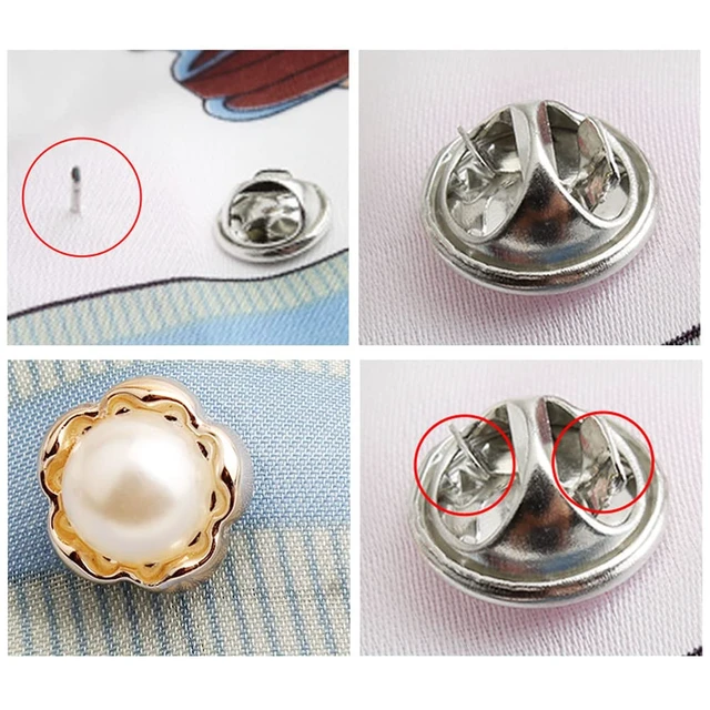Alt view image 7 of 7 - 20Pcs Women Shirt Brooch Buttons Pearl No Sew Pins Safety Button | Mini Brooch Pins Cover up Button for DIY Bag, Cardigan, Dress, Clothes