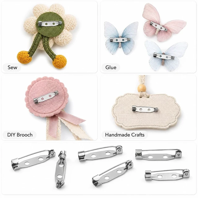 Alt view image 2 of 7 - 150PCS Brooch Pin Backs, Silver Safety Clasps, 5 Sizes with Boxed | Metal Safety Clasps for Jewelry Making, Badge Pins, Button Pins, DIY Brooches and Craft Projects (5 Sizes)