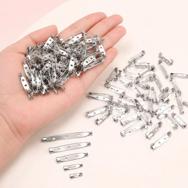 Alt view image 5 of 7 - 150PCS Brooch Pin Backs, Silver Safety Clasps, 5 Sizes with Boxed | Metal Safety Clasps for Jewelry Making, Badge Pins, Button Pins, DIY Brooches and Craft Projects (5 Sizes)