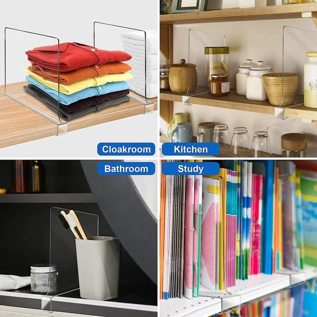 Alt view image 7 of 7 - 6 Pack Clear Shelf Dividers for Closet, Vertical Purse Organizer for Handbags, Closet Organizers and Storage for Sweaters, Clothes, Towels, Clutches and Wood Shelves