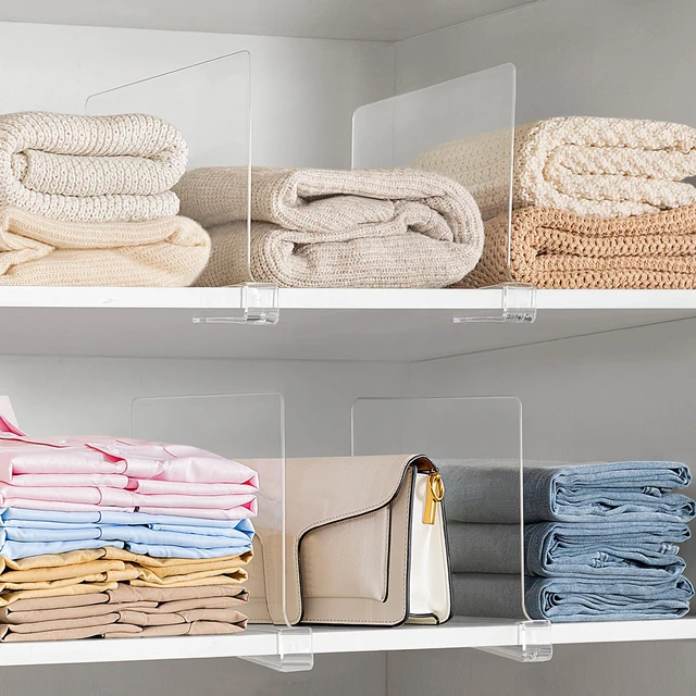 Alt view image 6 of 7 - 6 Pack Closet Organizers and Storage, Clear Shelf Dividers, Vertical Purse Organizer for Closet Perfect for Sweater, Shirts, Handbags in Bedroom and Kitchen, Acrylic Bookshelf for Organization