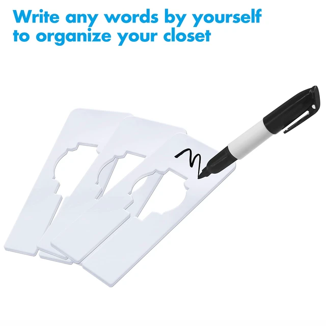 Alt view image 3 of 6 - 30 PCS Rectangular White Plastic Closet Dividers with a Bonus Marker, Writable and Reusable for Sorting Clothing Size, Color, Size 2 x 5.4(Inner Diameter 1.38)