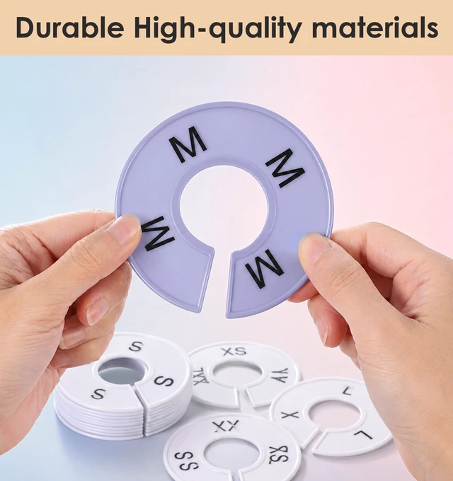 Alt view image 3 of 7 - 16 Pcs Clothing Size Dividers, Round Clothing Rack Size Dividers | Plastic Clothing Rack Dividers, 9 Colors, 8 Sizes(2XS-3XL), for Hanging Clothes, Wardrobe Organization