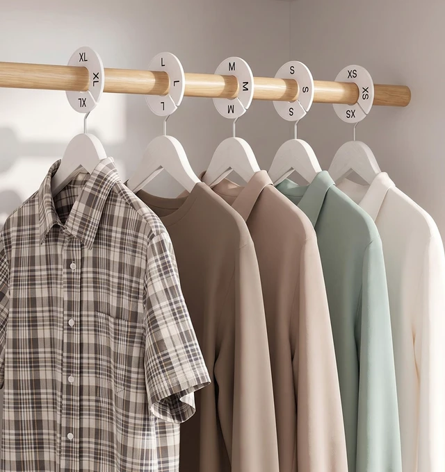 Alt view image 7 of 7 - 16 Pcs Clothing Size Dividers, Round Clothing Rack Size Dividers | Plastic Clothing Rack Dividers, 9 Colors, 8 Sizes(2XS-3XL), for Hanging Clothes, Wardrobe Organization