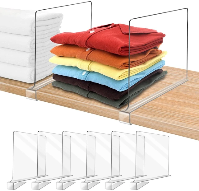 Main image of Acrylic Shelf Dividers for Closet Organization 6PCS Closet Shelf Divider Closet Dividers for Shelves Shelf Organizer for Closet Shelf Organizer For Wood Closet Separator Clear