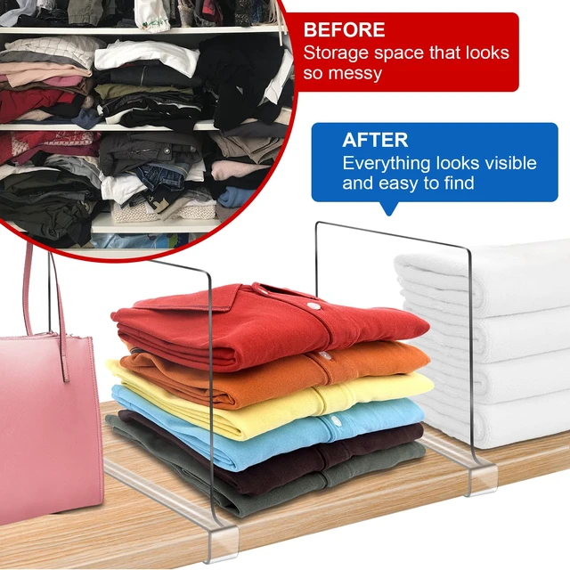 Alt view image 4 of 7 - Acrylic Shelf Dividers for Closet Organization 6PCS Closet Shelf Divider Closet Dividers for Shelves Shelf Organizer for Closet Shelf Organizer For Wood Closet Separator Clear