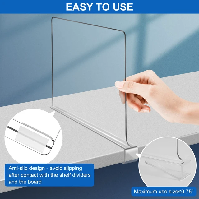 Alt view image 5 of 7 - Acrylic Shelf Dividers for Closet Organization 6PCS Closet Shelf Divider Closet Dividers for Shelves Shelf Organizer for Closet Shelf Organizer For Wood Closet Separator Clear