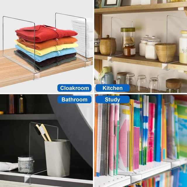 Alt view image 2 of 7 - Acrylic Shelf Dividers for Closet Organization 6PCS Closet Shelf Divider Closet Dividers for Shelves Shelf Organizer for Closet Shelf Organizer For Wood Closet Separator Clear