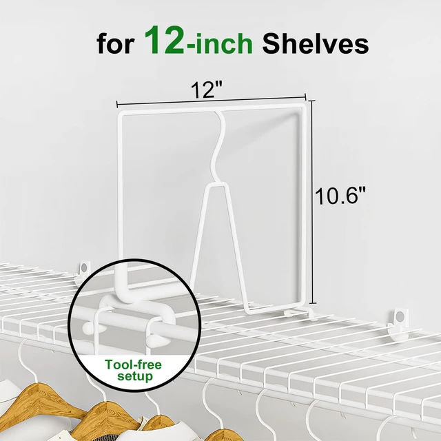 Alt view image 2 of 7 - Wire Shelf Dividers for Closet: Tall 10.6in x Deep 12in, 8 Pack | Wire Rack Accessories - Adjustable Purse Organizer for Clothes Handbags - Metal Pantry Separators