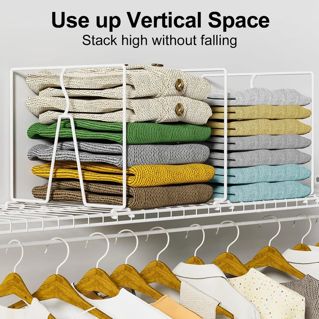 Alt view image 4 of 7 - Wire Shelf Dividers for Closet: Tall 10.6in x Deep 12in, 8 Pack | Wire Rack Accessories - Adjustable Purse Organizer for Clothes Handbags - Metal Pantry Separators