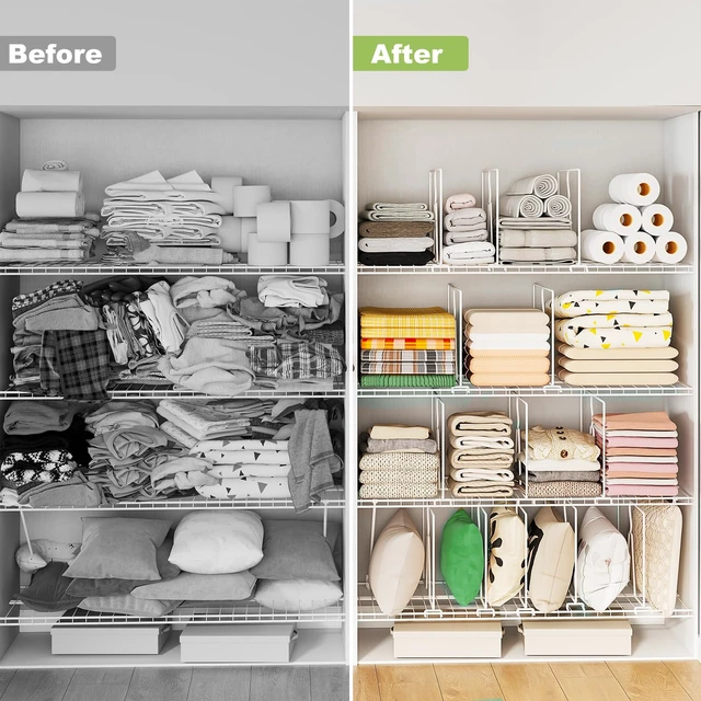Alt view image 5 of 7 - Wire Shelf Dividers for Closet: Tall 10.6in x Deep 12in, 8 Pack | Wire Rack Accessories - Adjustable Purse Organizer for Clothes Handbags - Metal Pantry Separators