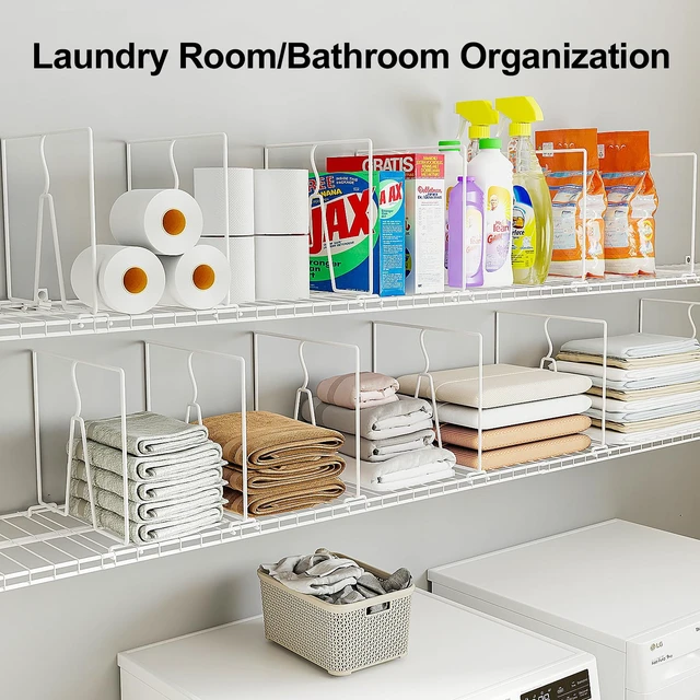 Alt view image 7 of 7 - Wire Shelf Dividers for Closet: Tall 10.6in x Deep 12in, 8 Pack | Wire Rack Accessories - Adjustable Purse Organizer for Clothes Handbags - Metal Pantry Separators