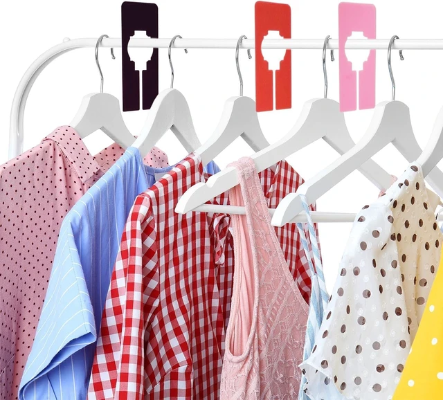 Alt view image 6 of 7 - 30 Pcs Dividers for Hanging Clothes, Clothing Plastic Rack Size Dividers Rectangular Reusable Closet Separators Closet Labels dividers Closet Clothes Dividers(Colorful)