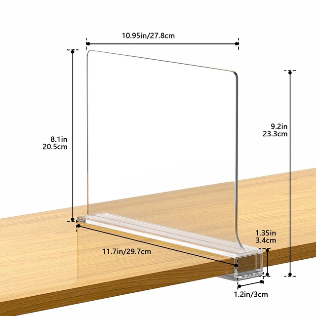 Alt view image 2 of 7 - 6 PCS Shelf Dividers for Closet Organization Acrylic Clear Closet Shelf Divider for Wooden Shelving Suitable for Wooden or Vertical Shelves Or Bedroom, Kitchen and Office..