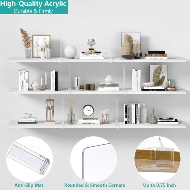 Alt view image 3 of 7 - 6 PCS Shelf Dividers for Closet Organization Acrylic Clear Closet Shelf Divider for Wooden Shelving Suitable for Wooden or Vertical Shelves Or Bedroom, Kitchen and Office..