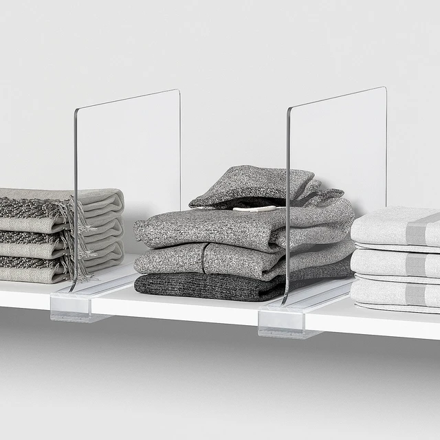 Alt view image 5 of 7 - 6 PCS Shelf Dividers for Closet Organization Acrylic Clear Closet Shelf Divider for Wooden Shelving Suitable for Wooden or Vertical Shelves Or Bedroom, Kitchen and Office..