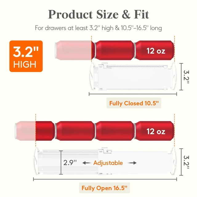 Alt view image 2 of 7 - 3.2" High Drawer Dividers for Clothes, Adjustable Drawer Organizers | 4 Pack 10.5"-16.5" Expandable Plastic Separator for Dresser, Nursery, Bedroom, Closet, Clothing, Socks & Underwear Storage