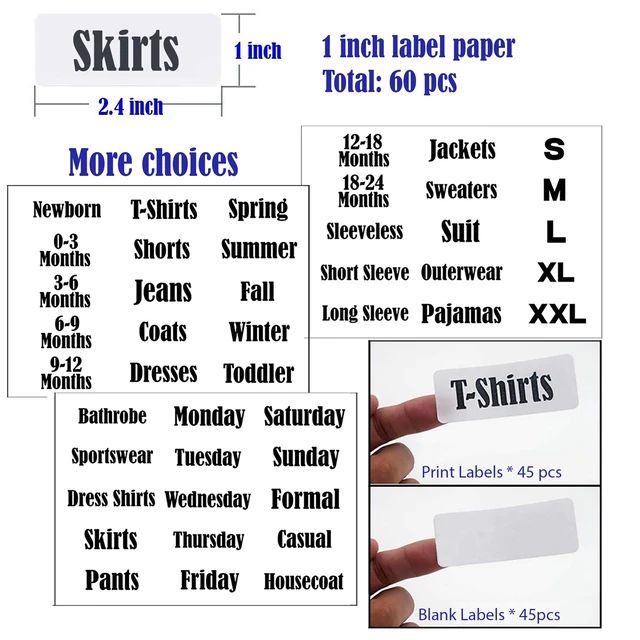 Alt view image 5 of 7 - 10 Pack White Clothing Rack Size Dividers Plus 45 Labels (1 Inch) and 18 Large Blank Labels, Large Rectangular Clothing Closet Dividers (Pink)