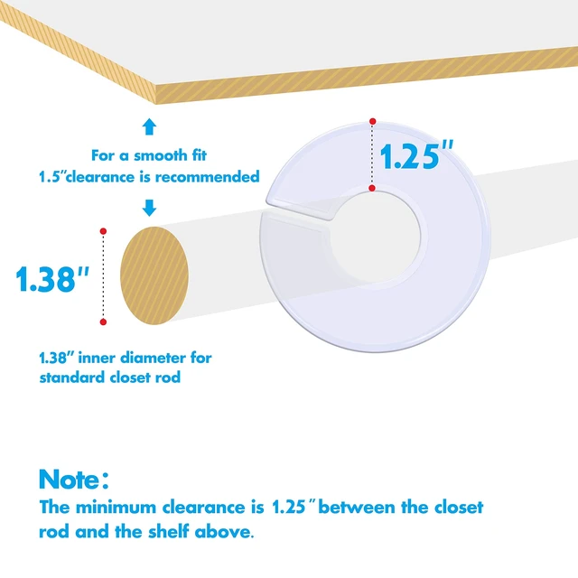 Alt view image 3 of 6 - 30 Pack White Round Clothing Size Closet Rack Dividers Hangers with 1 Bonus Marker (Outer 3.5, Inner 1.38 in Diameter)