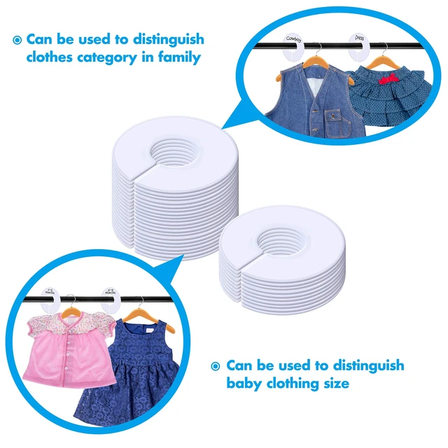 Alt view image 5 of 6 - 30 Pack White Round Clothing Size Closet Rack Dividers Hangers with 1 Bonus Marker (Outer 3.5, Inner 1.38 in Diameter)
