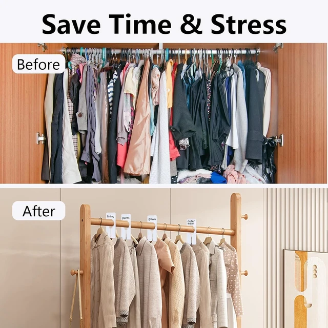 Alt view image 4 of 7 - 30 Pack Blank Clothing Rack Size Dividers with Marker | Customizable label area; Black marker included; Lightweight PS plastic; Slotted rod design; Size and category sorting