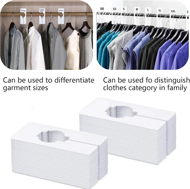 Alt view image 5 of 7 - 30 Pack Blank Clothing Rack Size Dividers with Marker | Customizable label area; Black marker included; Lightweight PS plastic; Slotted rod design; Size and category sorting
